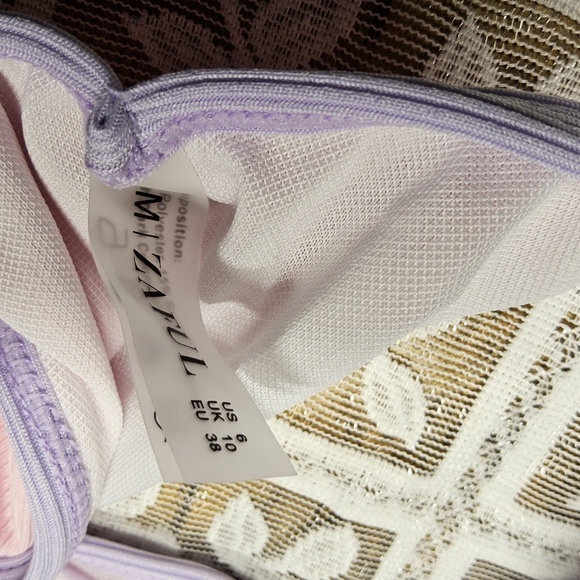 NWOT Size Zaful Pink and Lavender Ribbed Tie-Side Bikini Swimsuit - Picture 6 of 9